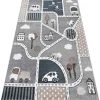 RugsX Kindervloerkleed-Tapijt Fun Strade Voor Kinderen, Straat, Stad Van Grijs 140X190 Cm