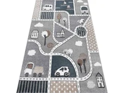 RugsX Kindervloerkleed-Tapijt Fun Strade Voor Kinderen, Straat, Stad Van Grijs 140X190 Cm