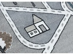 RugsX Kindervloerkleed-Tapijt Fun Strade Voor Kinderen, Straat, Stad Van Grijs 140X190 Cm