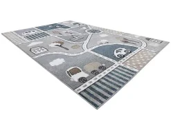 RugsX Kindervloerkleed-Tapijt Fun Strade Voor Kinderen, Straat, Stad Van Grijs 180X270 Cm