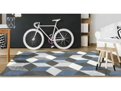 OZAIA Tapijt Scandinavisch-Tapijt Geometrisch Design Carrio - Polypropyleen - 160 X 230 Cm - Grijs, Wit En Blauw