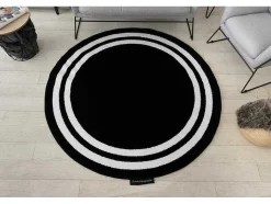 RugsX Tapijt Rond-Tapijt Hampton Kader Rond Zwart Cercle 140 Cm