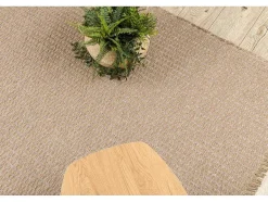 RugsX Klein Tapijt-Tapijt Jute 3650 Beige Een Kleur - Jute, Platgeweven, Franjes 140X190 Cm