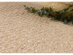 RugsX Klein Tapijt-Tapijt Jute 3650 Beige Een Kleur - Jute, Platgeweven, Franjes 140X190 Cm