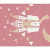 OZAIA Kindervloerkleed-Tapijt Kinderen Sprookjeskasteel - Glanzende Lurex-Afwerking - 120 X 170 Cm - Roze En Goud - Princesia