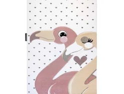 RugsX Kindervloerkleed-Tapijt Petit Flamingos Flamingo'S Hartjes Creme 80X150 Cm