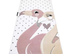RugsX Kindervloerkleed-Tapijt Petit Flamingos Flamingo'S Hartjes Creme 80X150 Cm