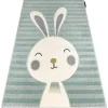 RugsX Kindervloerkleed-Tapijt Petit Rabbit Konijn , Konijntje Groen 140X190 Cm