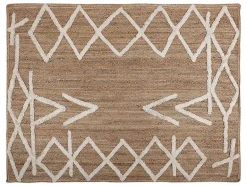 OZAIA Woonkamertapijt-Tapijt Van Handgeweven Jute En Katoen - 160 X 230 Cm - Naturelkleurig En Wit - Garland