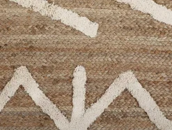 OZAIA Woonkamertapijt-Tapijt Van Handgeweven Jute En Katoen - 160 X 230 Cm - Naturelkleurig En Wit - Garland