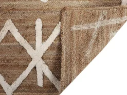 OZAIA Woonkamertapijt-Tapijt Van Handgeweven Jute En Katoen - 160 X 230 Cm - Naturelkleurig En Wit - Garland