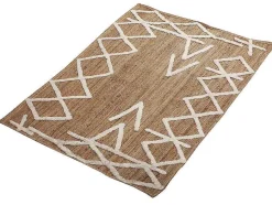 OZAIA Woonkamertapijt-Tapijt Van Handgeweven Jute En Katoen - 160 X 230 Cm - Naturelkleurig En Wit - Garland