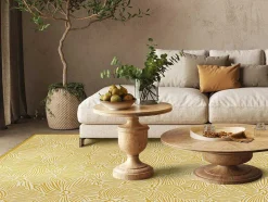 OZAIA Tapijt Van Vinyl-Tapijt Van Vinyl Met Bloemmotieven - 120 X 180 Cm - Geel En Wit - Capucina