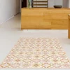 OZAIA Woonkamertapijt-Tapijt Van Vinyl Met Cementtegeleffect - 120 X 180 Cm - Oranje En Roze - Eloza