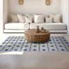 OZAIA Woonkamertapijt-Tapijt Van Vinyl Met Cementtegeleffect - 120 X 180 Cm - Blauw En Geel - Florili