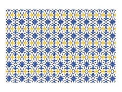 OZAIA Woonkamertapijt-Tapijt Van Vinyl Met Cementtegeleffect - 120 X 180 Cm - Blauw En Geel - Florili