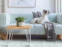 OZAIA Tapijt Van Vinyl-Tapijt Van Vinyl Met Cementtegeleffect - 120 X 180 Cm - Blauw En Wit - Princy