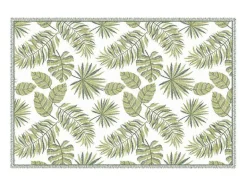OZAIA Tapijt Van Vinyl-Tapijt Van Vinyl Met Tropisch Motief - 120 X 180 Cm - Groen En Wit - Tropicala