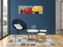 OZAIA Woonkamertapijt-Tapijt Van Vinyl Met Vloertegelmotief Mosai - 120 X 180 Cm - Zwart En Wit