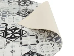 OZAIA Woonkamertapijt-Tapijt Van Vinyl Met Vloertegelmotief Mosai - 120 X 180 Cm - Zwart En Wit