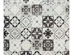 OZAIA Woonkamertapijt-Tapijt Van Vinyl Met Vloertegelmotief Mosai - 120 X 180 Cm - Zwart En Wit