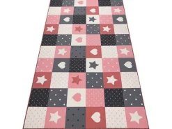 RugsX Kindervloerkleed-Tapijt Voor Kinderen Stars Sterren, Sterretje , Rozekleuring / Grijs 100X300 Cm