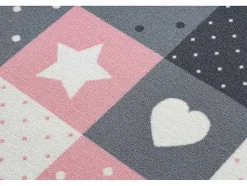 RugsX Kindervloerkleed-Tapijt Voor Kinderen Stars Sterren, Sterretje , Rozekleuring / Grijs 100X300 Cm