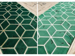 RugsX Gangtapijt-Tapijtloper Emerald Exclusief 1014 Glamour, Stijlvol Kubus Fles Groen 80X400 Cm