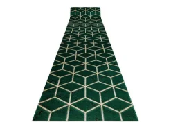 RugsX Gangtapijt-Tapijtloper Emerald Exclusief 1014 Glamour, Stijlvol Kubus Fles Groen 80X280 Cm