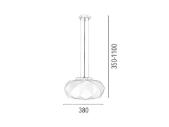 EPIKASA Hanglamp-Terra Hanglamp, Chroom, Wit, 38X38X110 Cm,