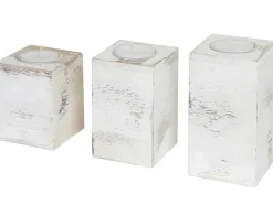 Vente-unique Kandelaar En Kaars-Theelichthouder Mcw-C58 (3 Stuks), Wit