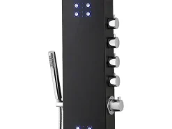 Shower & Design Douchekolom-Thermostatische Douchekolom Met Massagestralen, Ledverlichting En Bluetooth - L20 X H165 Cm - Zwart - Chakra V