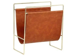 OZAIA Opbergaccessoire-Tijdschrifthouder In Vintage-Stijl Van Kunstleer - L38 X D22 X H41 Cm - Metaal En Bruin Kunstleer - Ferri