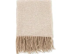 Venture Home Huistextiel-Toby Plaid 170X130Cm Beige, Wit.