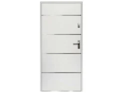 Vente-unique Voordeur-Toegangsdeur Van Massief Staal En Roestvrij Staal H207 X B100 Cm Wit - Links Duwend - Naxara