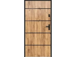 Vente-unique Voordeur-Toegangsdeur Van Roestvrij Staal H207 X B100 Cm Eik-Effect - Links - Naxara