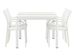Vente-unique Loungeset-Togo Tuinmeubelset Tafel 90X150Cm Wit, 4 Stoelen Santorini Wit.