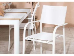 Vente-unique Loungeset-Togo Tuinmeubelset Tafel 90X150Cm Wit, 4 Stoelen Santorini Wit.