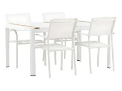 Vente-unique Loungeset-Togo Tuinmeubelset Tafel 90X150Cm Wit, 4 Stoelen Santorini Wit.