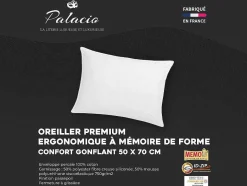 Palacio Hoofdkussen-Traagschuim Hoofdkussen 50 X 70 Cm - Perkaal Katoen - 91 Draden/Cm - 750 Gr - Wit - Auxence