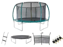 Vente-unique Spel Voor Buiten-Trampoline Met Binnenbeschermingsnet, Ladder, Dekzeil En Verankeringsset D.427 Cm - Wallaby