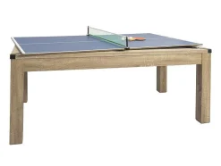 Vente-unique Spel Voor Binnen-Transformeerbare Tafel Biljart & Pingpong - Licht Naturelkleurig - L182 X B102 X H80 Cm - Henk