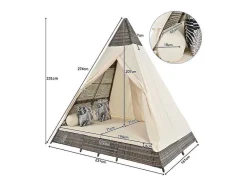 ModernLuxe Ligstoel-Tuinbed - Rotan Tent Voor 2 Personen - Met Gordijn En Kussens - Grijs