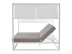 MYLIA Ligstoel-Tuinbed Met Baldakijn Van Aluminium - Wit En Grijs - Livadis Van
