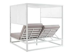 MYLIA Ligstoel-Tuinbed Met Baldakijn Van Aluminium - Wit En Grijs - Livadis Van