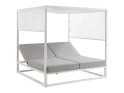 MYLIA Ligstoel-Tuinbed Met Baldakijn Van Aluminium - Wit En Grijs - Livadis Van