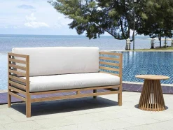 MYLIA Salontafel-Tuinbijzettafel Van Teakhout D50 Cm - Licht Naturel - Triani