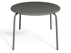 MYLIA Tuinset-Tuineethoek Van Metaal - Een Tafel D110 Cm En 4 Opstapelbare Fauteuils - Donkergrijs - Mirmande