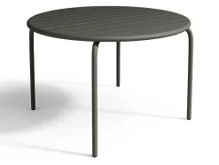 MYLIA Tuinset-Tuineethoek Van Metaal - Een Tafel D110 Cm En 4 Opstapelbare Fauteuils - Donkergrijs - Mirmande