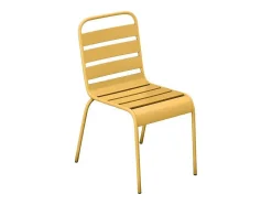 MYLIA Tuinset-Tuineethoek Van Metaal - Een Tafel D160 Cm Met 2 Opstapelbare Fauteuils En 4 Opstapelbare Stoelen - Mosterdgeel - Mirmande Van